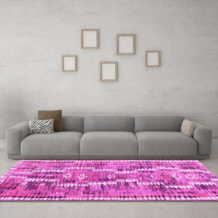 Machine Washable Southwestern Pink Country Rug in a Living Room, wshcon2017pnk