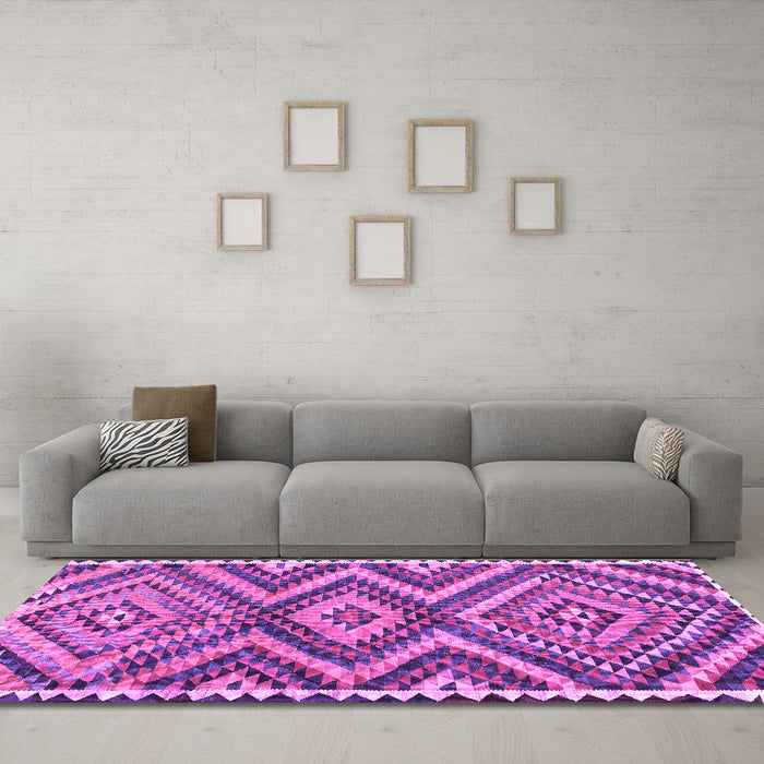 Machine Washable Oriental Purple Traditional Area Rugs in a Living Room, wshcon2018pur