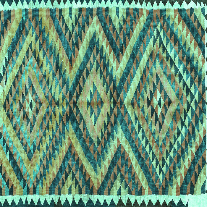 Square Machine Washable Oriental Turquoise Traditional Area Rugs, wshcon2018turq