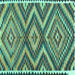 Square Machine Washable Oriental Turquoise Traditional Area Rugs, wshcon2018turq