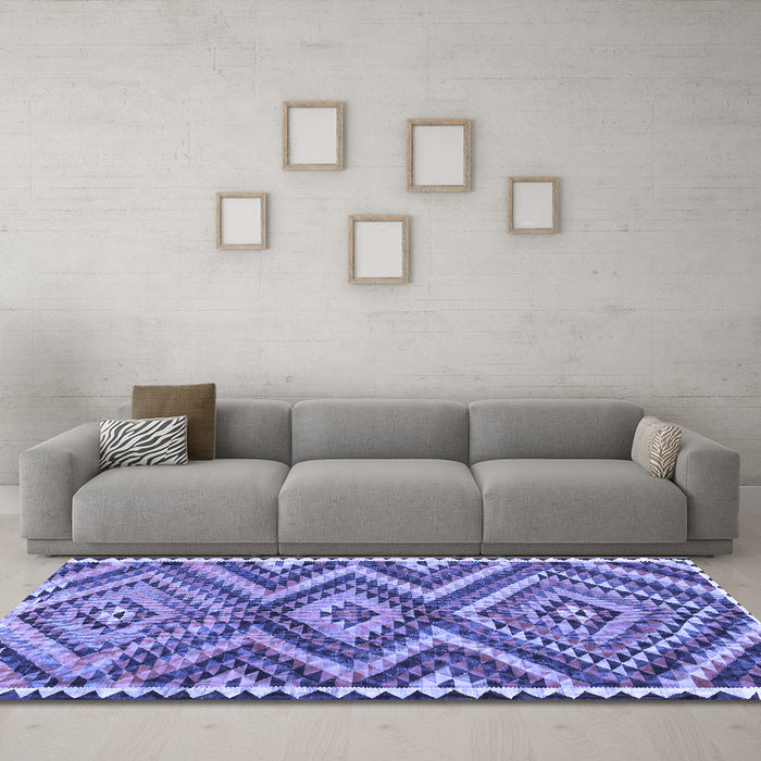Machine Washable Oriental Blue Traditional Rug in a Living Room, wshcon2018blu