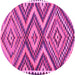 Round Oriental Pink Traditional Rug, con2018pnk