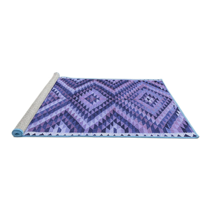 Sideview of Machine Washable Oriental Blue Traditional Rug, wshcon2018blu