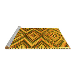 Sideview of Machine Washable Oriental Yellow Traditional Rug, wshcon2018yw