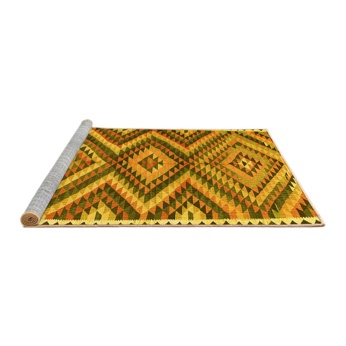 Sideview of Machine Washable Oriental Yellow Traditional Rug, wshcon2018yw