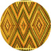 Round Oriental Yellow Traditional Rug, con2018yw