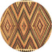 Round Oriental Brown Traditional Rug, con2018brn