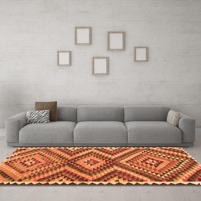 Machine Washable Oriental Orange Traditional Area Rugs in a Living Room, wshcon2018org