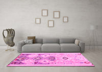 Machine Washable Southwestern Pink Country Rug, wshcon2019pnk
