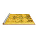 Sideview of Machine Washable Southwestern Yellow Country Rug, wshcon2019yw