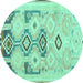 Round Southwestern Turquoise Country Rug, con2019turq