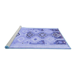 Sideview of Machine Washable Southwestern Blue Country Rug, wshcon2019blu