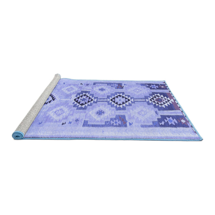 Sideview of Machine Washable Southwestern Blue Country Rug, wshcon2019blu