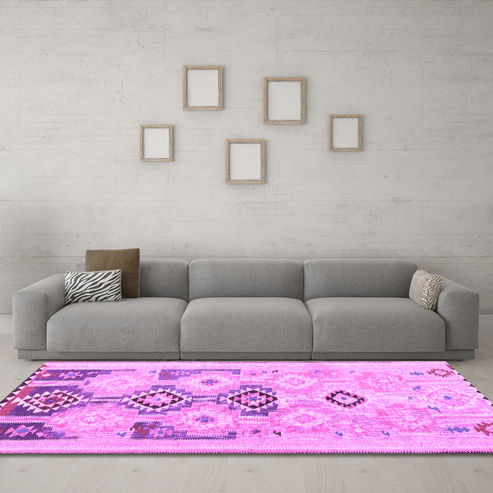 Machine Washable Southwestern Purple Country Area Rugs in a Living Room, wshcon2019pur