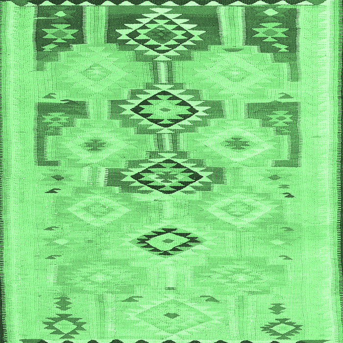 Square Machine Washable Southwestern Emerald Green Country Area Rugs, wshcon2019emgrn