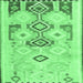 Square Machine Washable Southwestern Emerald Green Country Area Rugs, wshcon2019emgrn