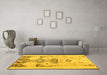 Machine Washable Southwestern Yellow Country Rug in a Living Room, wshcon2019yw