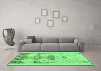 Machine Washable Southwestern Emerald Green Country Rug, wshcon2019emgrn