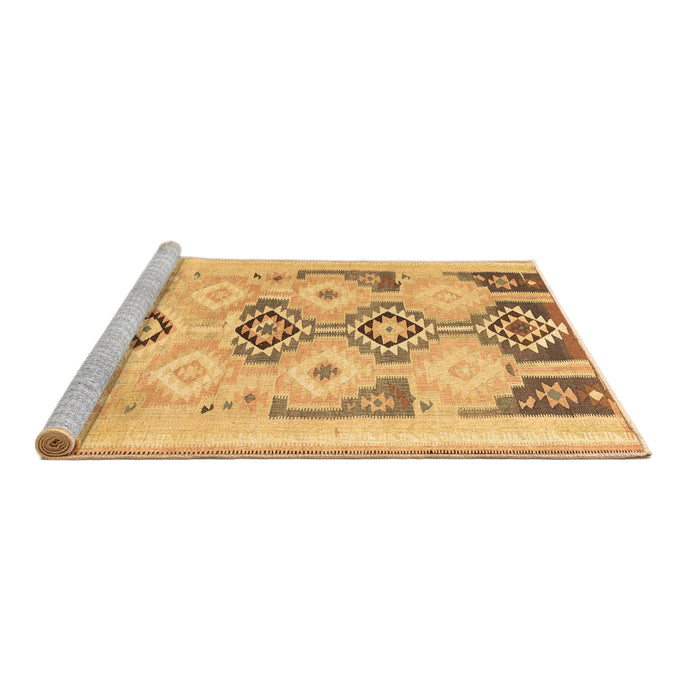 Sideview of Machine Washable Southwestern Brown Country Rug, wshcon2019brn