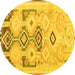 Round Southwestern Yellow Country Rug, con2019yw