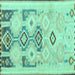 Square Southwestern Turquoise Country Rug, con2019turq