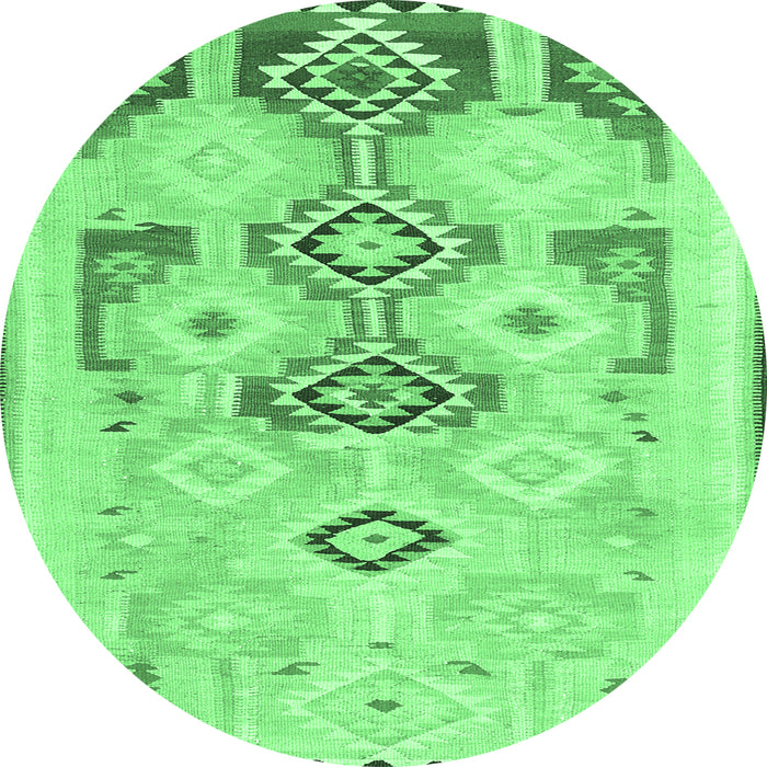 Round Southwestern Emerald Green Country Rug, con2019emgrn