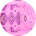 Round Machine Washable Southwestern Pink Country Rug, wshcon2019pnk