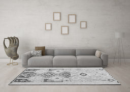 Machine Washable Southwestern Gray Country Rug in a Living Room,, wshcon2019gry