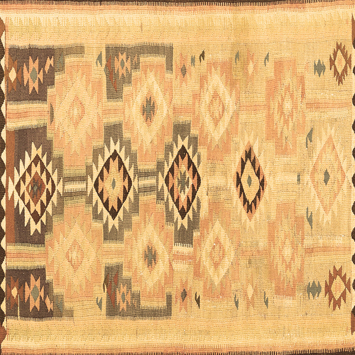 Square Machine Washable Southwestern Brown Country Rug, wshcon2019brn
