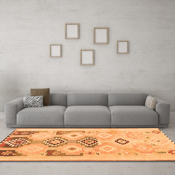 Machine Washable Southwestern Orange Country Area Rugs in a Living Room, wshcon2019org