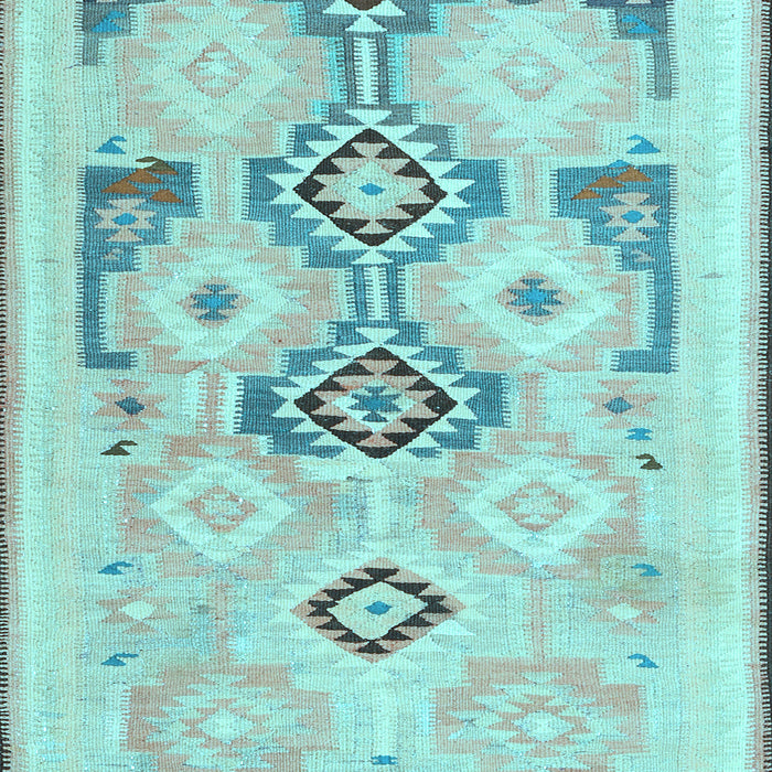 Machine Washable Southwestern Light Blue Country Rug, wshcon2019lblu