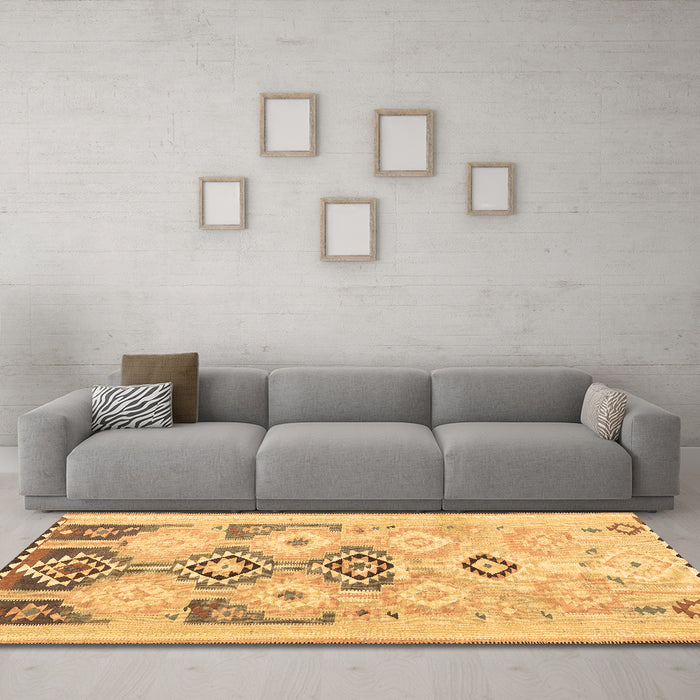 Machine Washable Southwestern Brown Country Rug in a Living Room,, wshcon2019brn