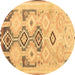 Round Southwestern Brown Country Rug, con2019brn