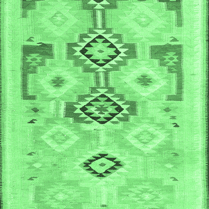 Machine Washable Southwestern Emerald Green Country Area Rugs, wshcon2019emgrn