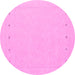 Round Machine Washable Solid Pink Modern Rug, wshcon2020pnk