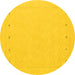 Round Machine Washable Solid Yellow Modern Rug, wshcon2020yw