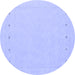 Round Machine Washable Solid Blue Modern Rug, wshcon2020blu