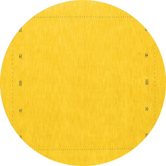 Round Solid Yellow Modern Rug, con2020yw