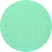 Round Machine Washable Solid Turquoise Modern Area Rugs, wshcon2020turq