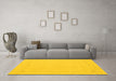 Machine Washable Solid Yellow Modern Rug in a Living Room, wshcon2020yw