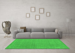 Machine Washable Abstract Green Contemporary Area Rugs in a Living Room,, wshcon2021grn