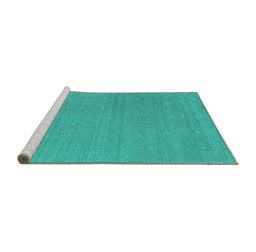 Sideview of Machine Washable Abstract Turquoise Contemporary Area Rugs, wshcon2021turq