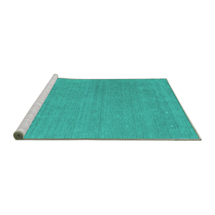 Sideview of Machine Washable Abstract Turquoise Contemporary Area Rugs, wshcon2021turq