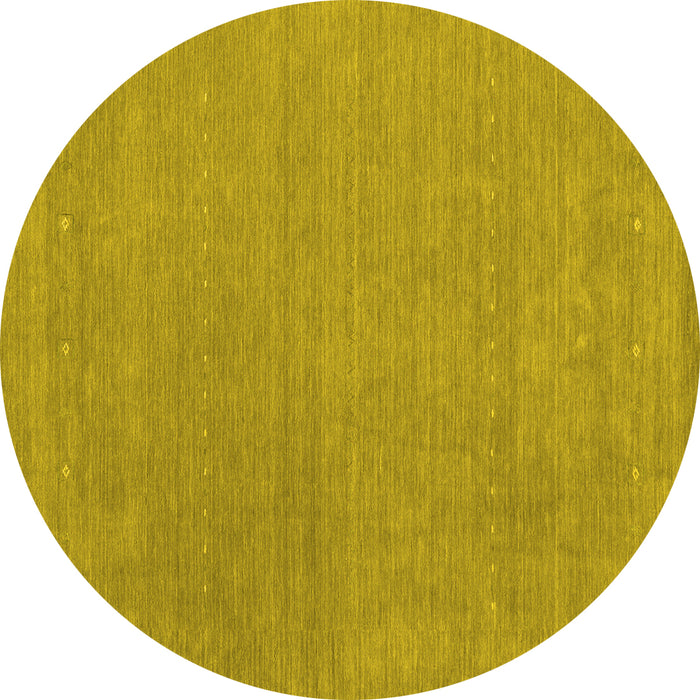 Round Machine Washable Abstract Yellow Contemporary Rug, wshcon2021yw