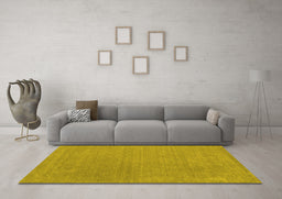 Machine Washable Abstract Yellow Contemporary Rug in a Living Room, wshcon2021yw