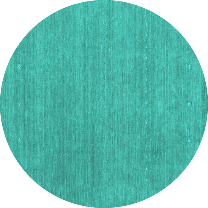 Round Machine Washable Abstract Turquoise Contemporary Area Rugs, wshcon2021turq