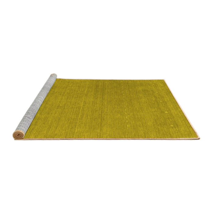 Sideview of Machine Washable Abstract Yellow Contemporary Rug, wshcon2021yw