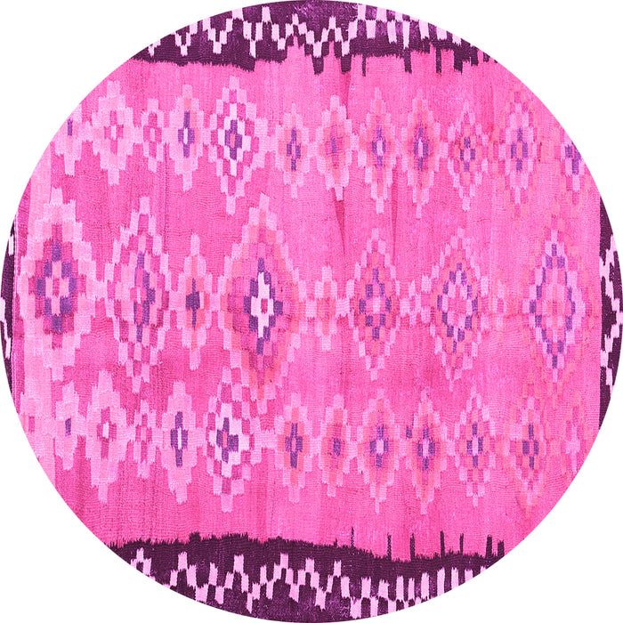 Round Oriental Pink Traditional Rug, con2022pnk