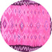 Round Oriental Pink Traditional Rug, con2022pnk