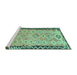 Sideview of Machine Washable Oriental Turquoise Traditional Area Rugs, wshcon2022turq